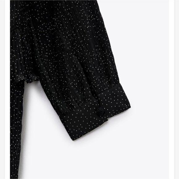 Zara Mini Ruffle Black Polka Dot Dress size XS - Picture 11 of 12